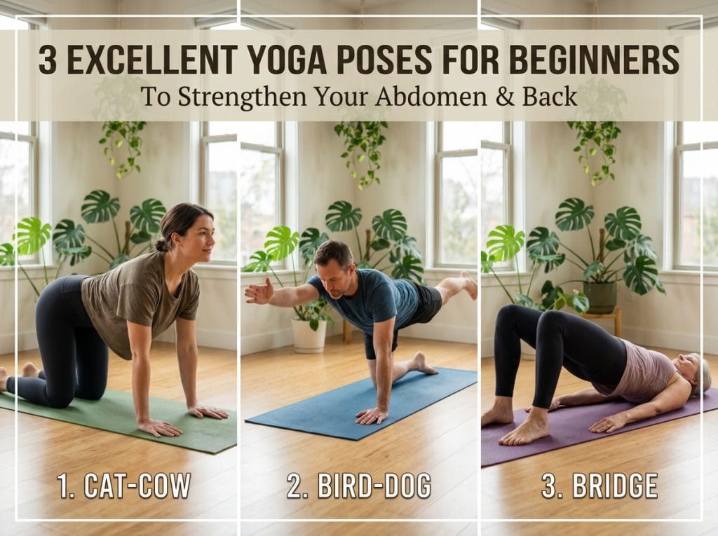 3 Excellent Yoga Poses for Beginners to Strengthen the Abdomen and Back