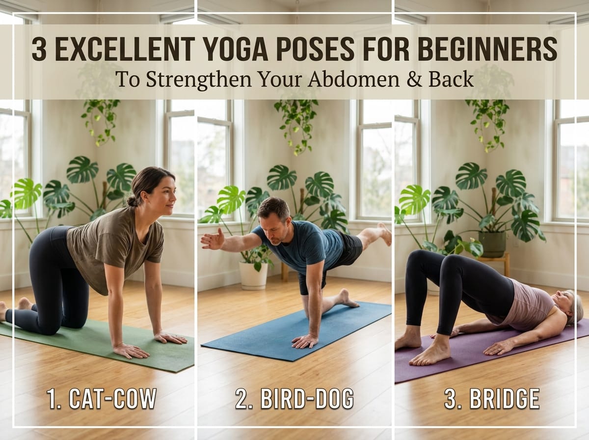 3 Excellent Yoga Poses for Beginners to Strengthen the Abdomen and Back
